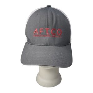 AFTCO Hat Samurai Trucker Graphite Gray Red Snapback Logo Fishing Outdoors